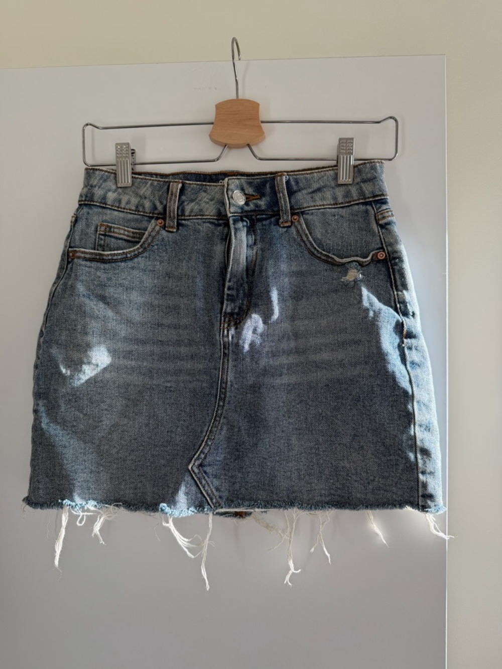 Target Blue Denim Mini Skirt with Frayed Hem